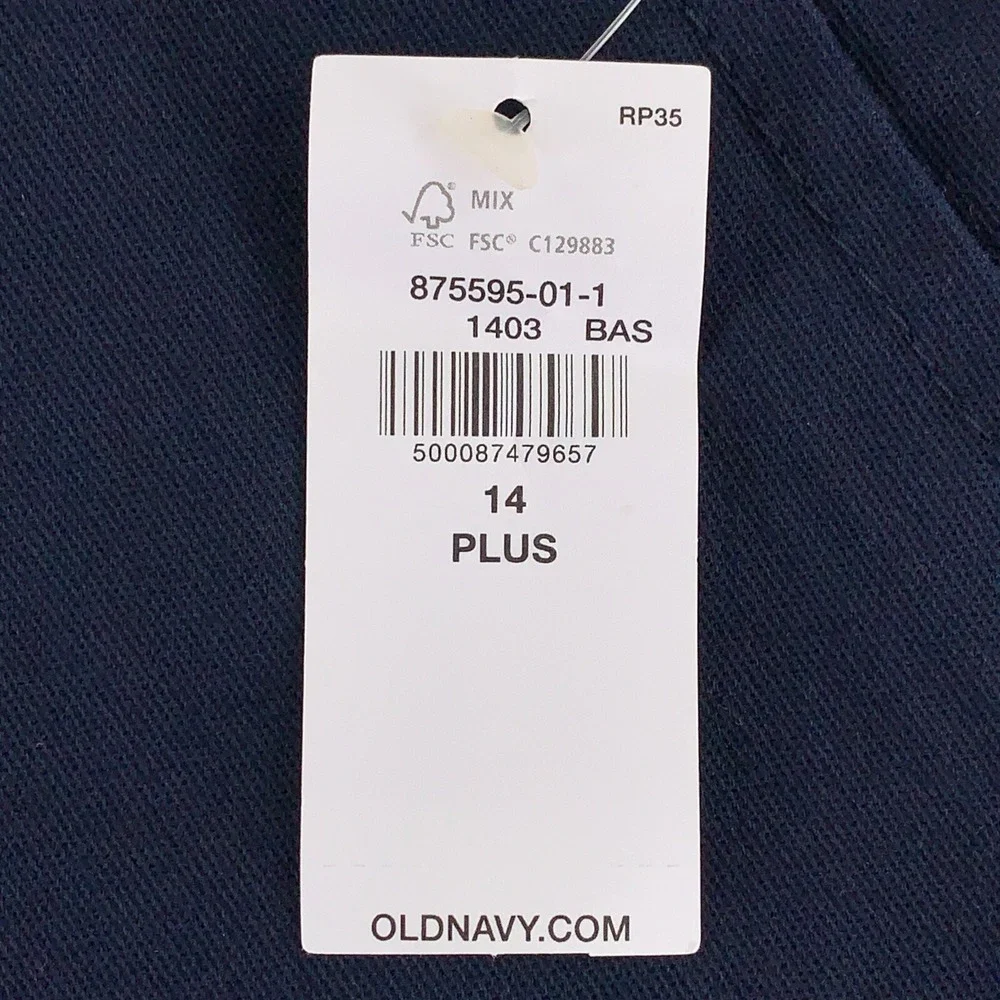Old Navy Boys Size 14 Plus Ink Blue Uniform Built-In Flex Straight Pants NWT